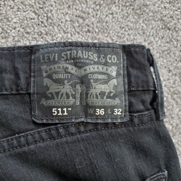 Levis 511 Jeans Mens 36x32 black Slim Straight Stretch Denim - Picture 5 of 14
